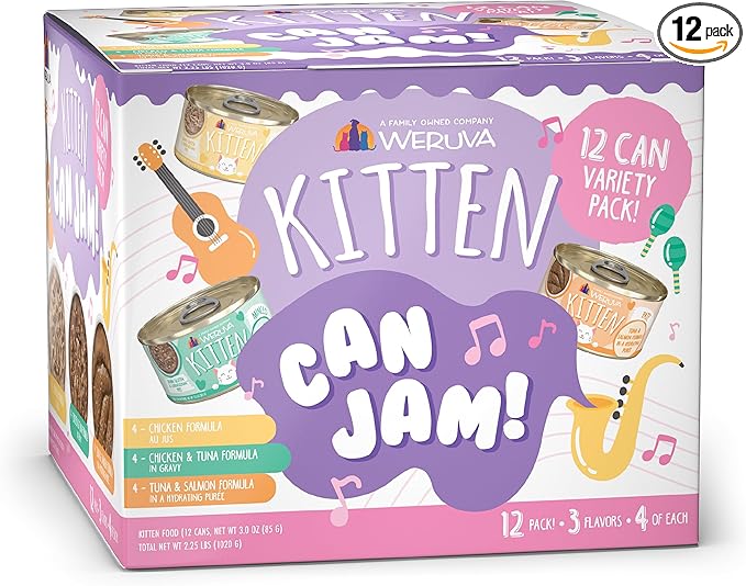 Weruva Kitten, Kitten Can Jam! Variety Pack, 3oz Can (Pack of 12)
