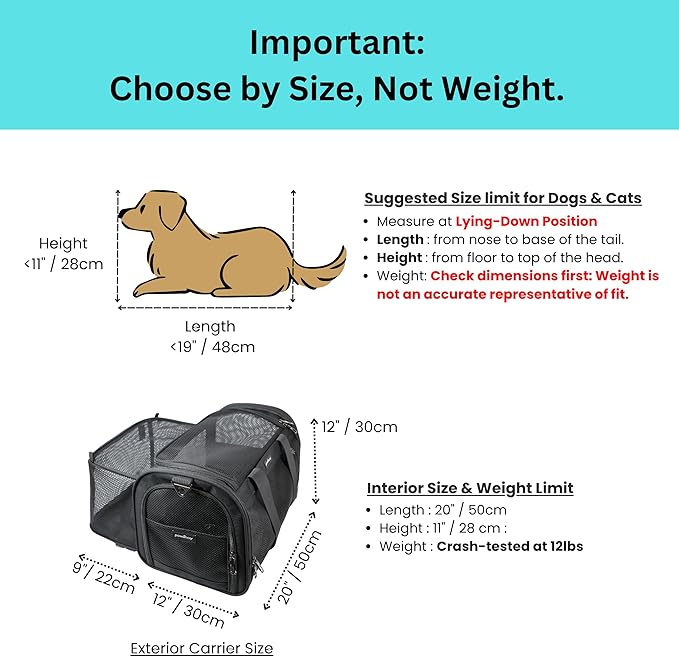 Crash-Tested Expandable Cat Carrier & Small Dog Car Seat - CPS Certified for Crash Protection & Safe Pet Travel.