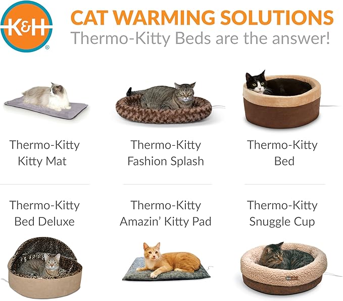 K&H Pet Products Self-Warming Cat Bed Pad,Self Heating Pad for Outdoor Cat Houses,Warming Mat for Indoor Pet Beds&Furniture,Reversible Blanket,Washable-Small 21 X 17in Oatmeal/Chocolate,(Pack of 6)