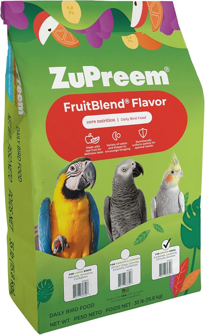 ZuPreem FruitBlend Flavors Bird Food for Medium Birds, 35 LBS