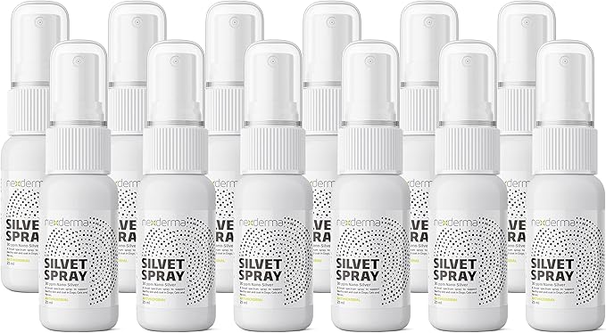 NEXDERMA Pet Wound Care with Colloidal Silver Medicated Itch Relief Hot Spot Spray for Dogs & Cats | First Aid Skin, Vet Formulated, All Natural Pain Free Formula - 25ml (Pack of 12)