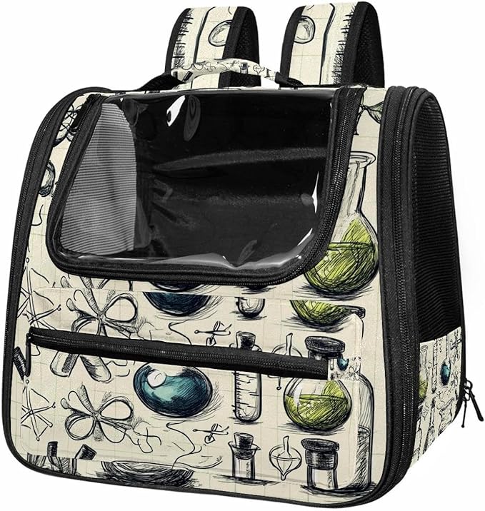 Chemistry Set of Doodle Elements (3) Traveler Backpack Pet Carriers for Cats and Dogs