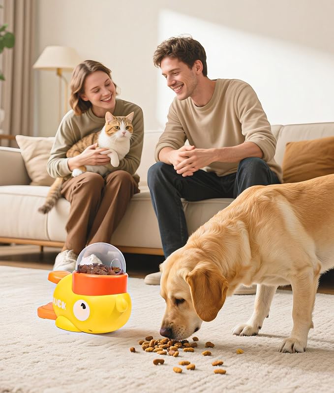 Interactive Dog Toys Food Puzzle Slow Feeder, Cat Treat Dispenser Toy Duck-Shaped Enrichment Toy for for Small Cats,Dogs,Other Pets