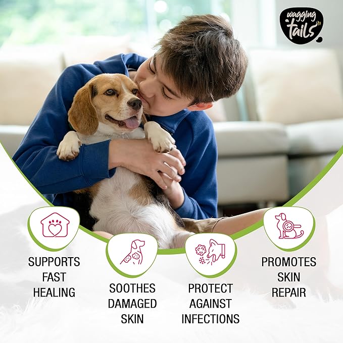 Wagging Tails Wound Care Spray for Dogs & Cats|Fast Healing for Minor Cuts,Scrapes,Hot Spots,Rashes|Soothes Skin Irritation & Insect Bites|Lick Safe,Repair Wound|3.38 oz