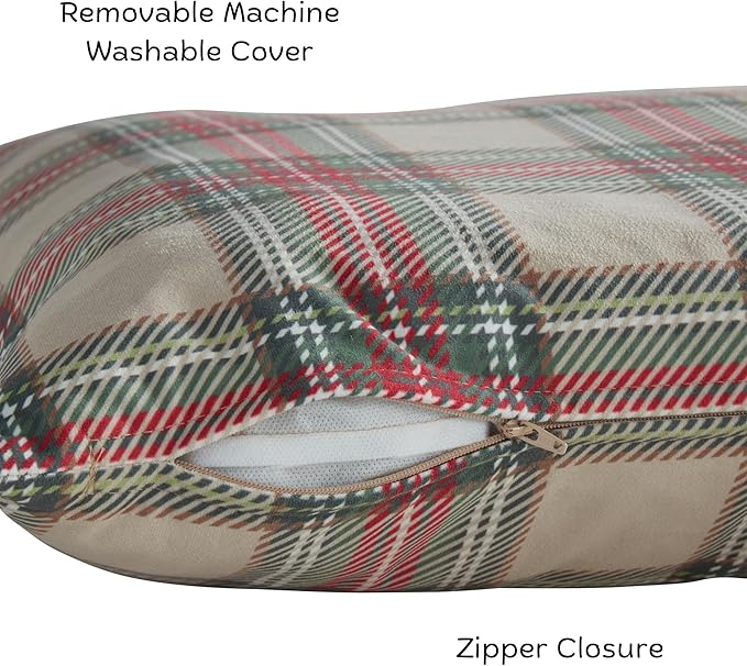 Happy Hounds Charlie Holiday Plaid Throw Pillow Dog Bed, Medium (42 x 30 in.)