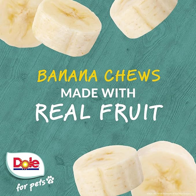 Dole for Pets Freshly Fetched Lasting Chew Banana Flavor Dog Treats, Medium and Large Breeds, No Wheat, Corn, Soy, Artificial Flavors, Colors, or Animal Products, 8 oz, 5 Chews - 6 Pack