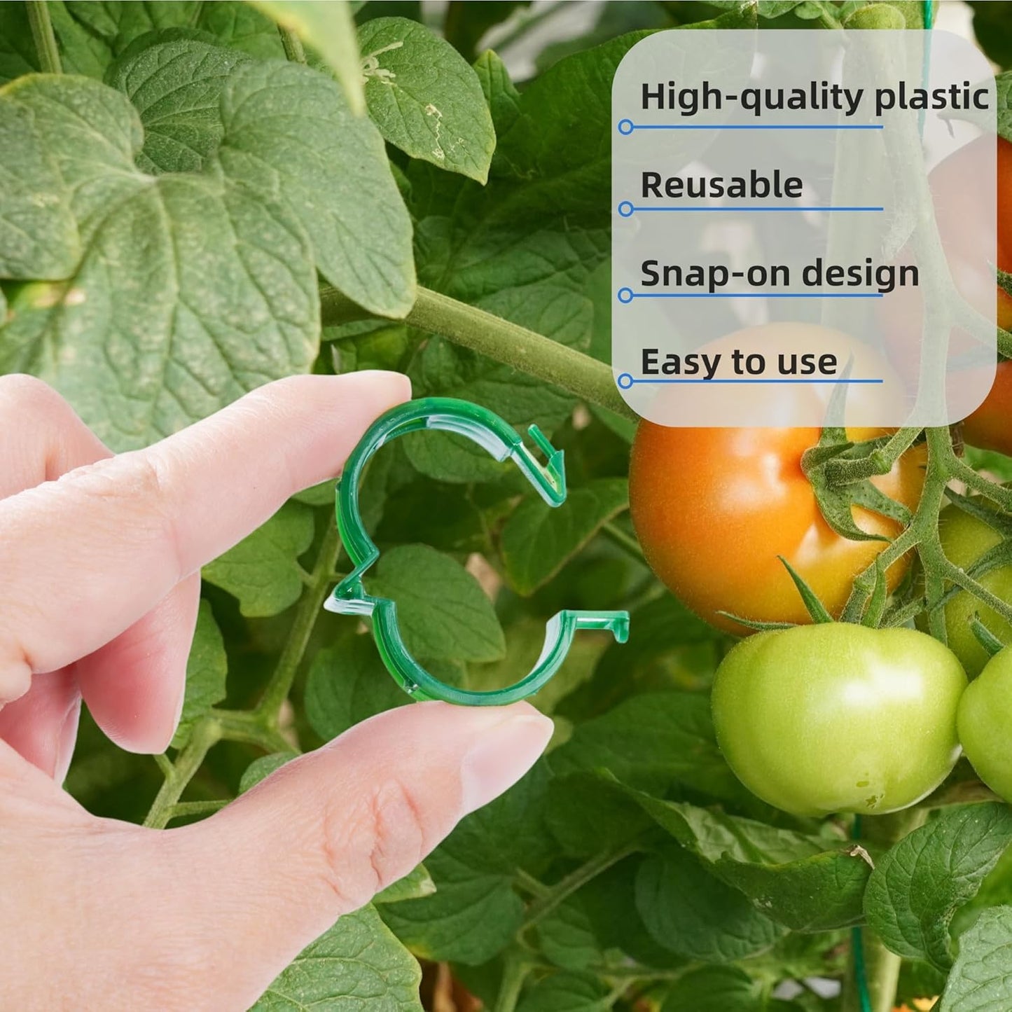 100 Pcs Plant Support Clips,Plastic Clips for Securing Plants,Tomato Vine Clips,Plant Fixing Clips,Garden Clips for Climbing Plants,Grape and Vine Vegetables (100, Green)