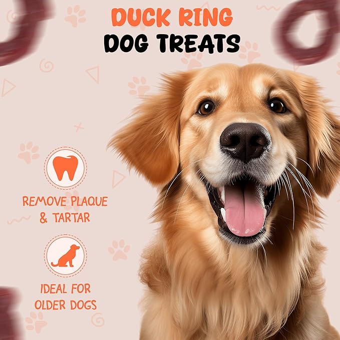 Annika Duck Jerky Rings – High Protein Natural Duck Chews with Taurine, Rawhide-Free Soft & Chewy Training Snacks for Small to Large Dogs, 11.60 oz