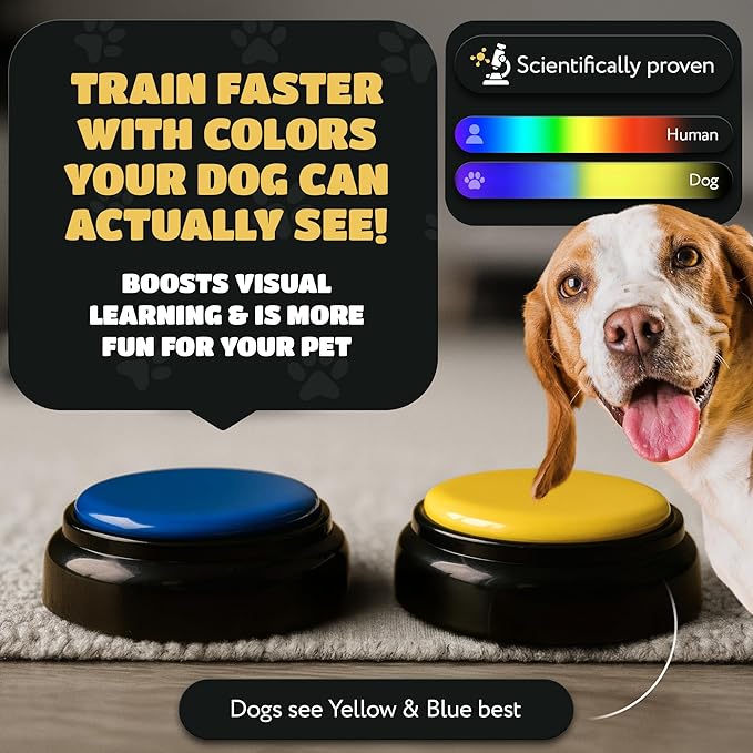 KUL KING'S Waterproof & Non-Slip Dog Command Buttons - 8 Recordable Buttons with Special Training Mat & Guide, Batteries, Stickers - Talking Dog Buttons for Communication