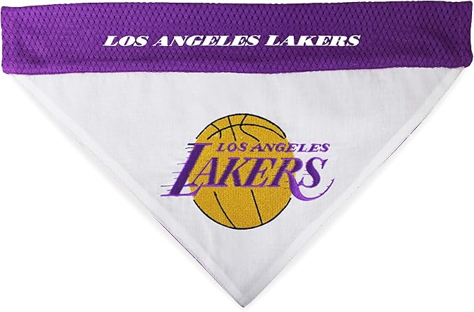 Pets First NBA Dog Bandana - Los Angeles Lakers Reversible Pet Bandana. 2 Sided Home & Away Sports Bandana with a PREMIUM Embroidery TEAM Logo, Small/Medium