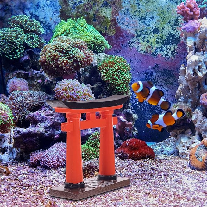 Toddmomy Miniature Torii Gate Aquarium Decor 2-Pack Japanese Style Fish Tank Ornaments 3.54X1.57X3.14 Inch Zen Garden Micro Landscape Decoration for Aquatic Pets