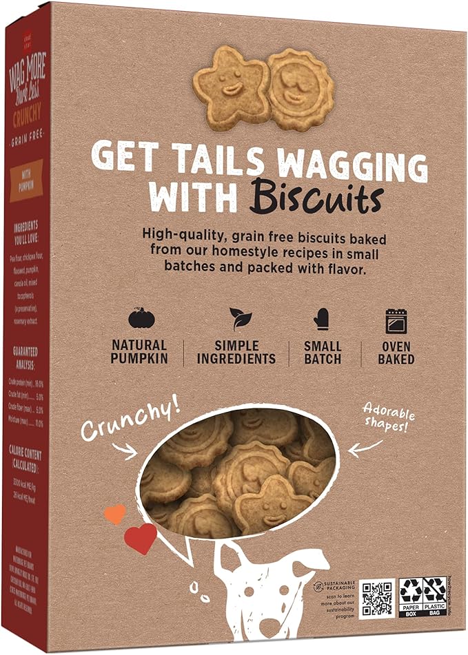 Cloud Star Wag More Bark Less - Dog Treats - Crunchy Biscuits - Grain Free Pumpkin - 14 oz Box