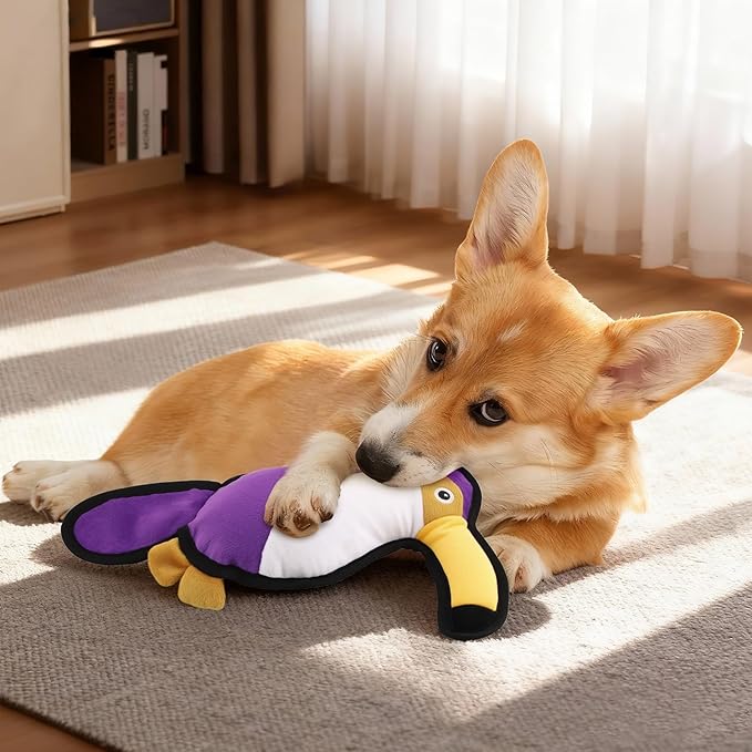 Squeaky Dog Toys,90% Biting Force Teeth Chew Dogs Toy Recycled Materials Durable Squeaky Pet Interactive Toys with Interactive Crinkle Paper for Small, Medium,Large Dogs or Cats Daily Companionship