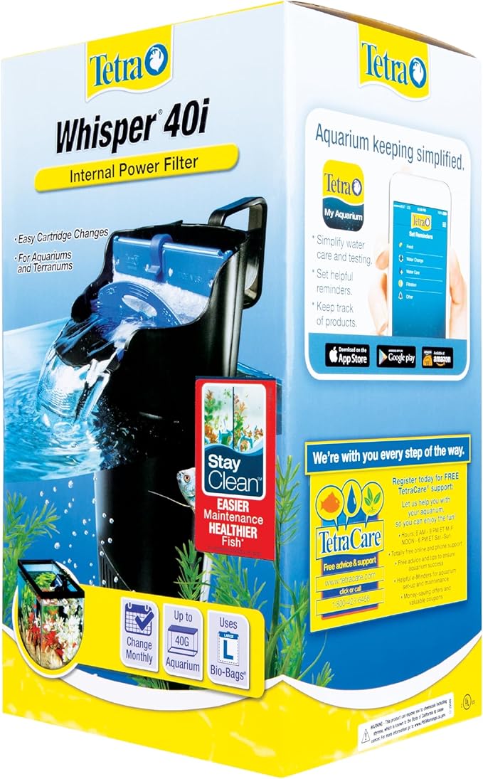 Tetra Whisper Internal Filter For Aquariums 20 To 40 Gallons, In-Tank Filtration With Air Pump