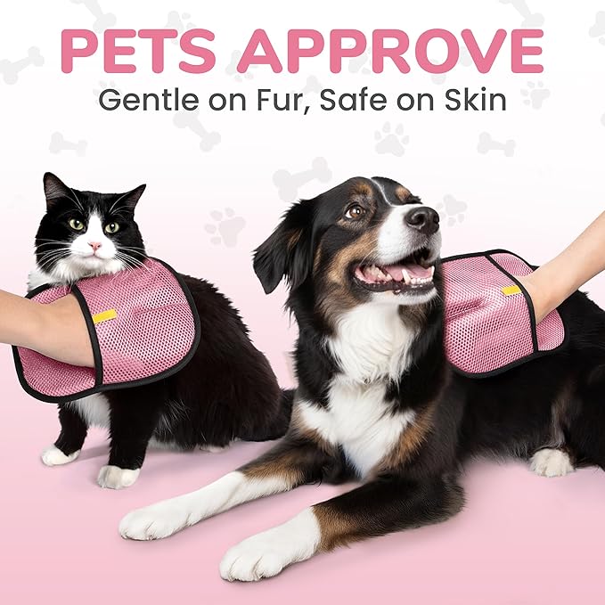 KEYVOZ Pet Hair Removal Glove for Cats and Dogs, Electrostatic Magic Brush Pet Hair Remover for Dog Couch, Available in Blue, Purple, Pink, Brown- Perfect for Pet Owners (Pink)