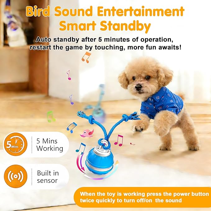 Interactive Dog Toys,Dog Toy Ball with Squeaky Sound and Stimulation,Automatic Moving Activated Dogs Toy for Small/Medium Dogs, Indoor and Outdoor Pet Exercise Toy for Boredom(Orange)
