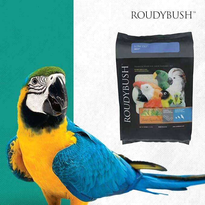 Roudybush Low Fat Food for Adult Birds & Chicks - Scientifically Formulated Bird Feed - Bird Food Pellets w/ Corn, Wheat, Soy & More - Nutritious & Healthy Feed for Birds (Nible, 25lb)