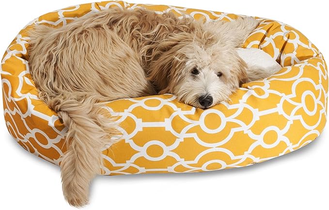 Majestic Pet Athens Sherpa Bagel Bed, 40-Inch, Citrus Yellow
