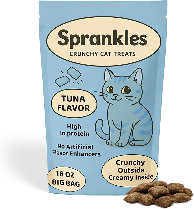 Crunchy Cat Treats – Dual‐Texture Crunch & Creamy Soft Feline Snack Bites for All Life Stages, Great for Training Treat Value Bags (1 Pound, Tuna)