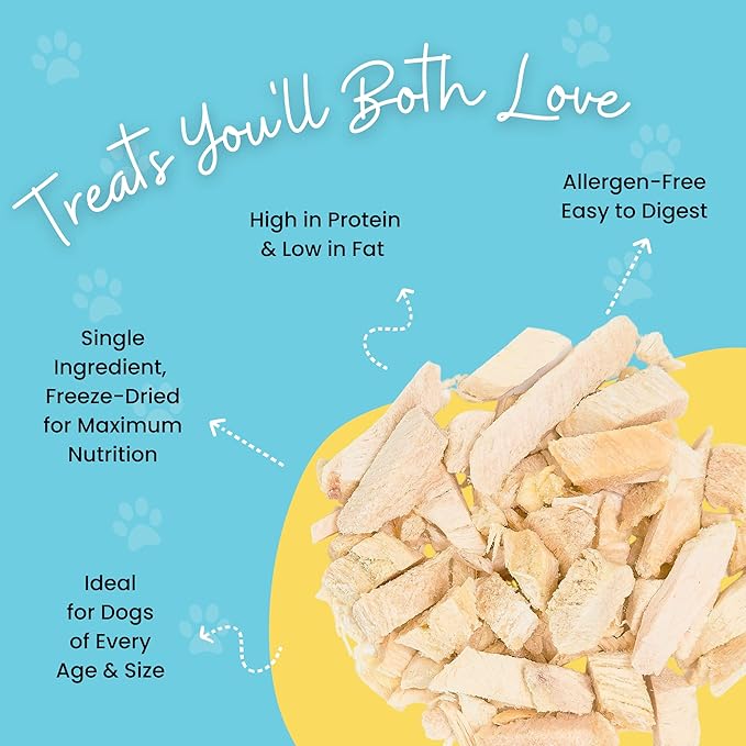 hotspot pets Freeze Dried Chicken Treats for Cats & Dogs -1LB Big Bag- USA Made- Healthy Single Ingredient-Resealable Bag, All Natural Grain-Free (Chicken Breast)- Perfect for Training, Topper & Snack