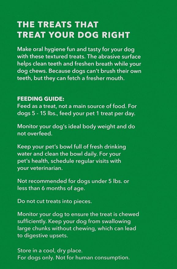 Amazon Basics Dental Dog Treats to Help Clean Teeth & Freshen Breath - Tiny (5-15 lbs), Unflavored (Previously Wag) (Pack of 2)