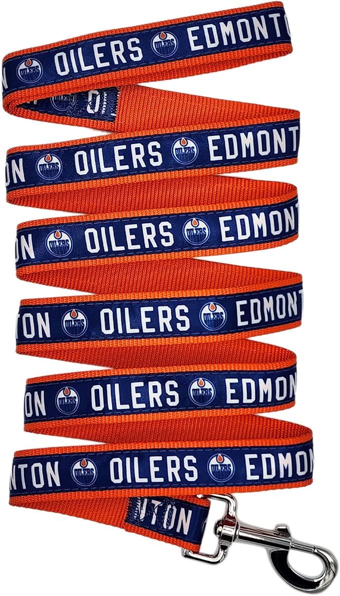 Pets First NHL Edmonton Oilers Leash for Dogs & Cats, Walk Cute & Stylish! The Ultimate Hockey Fan Leash!, Large (6 ft Long x 1 in Width) (OIL-3031-LG)