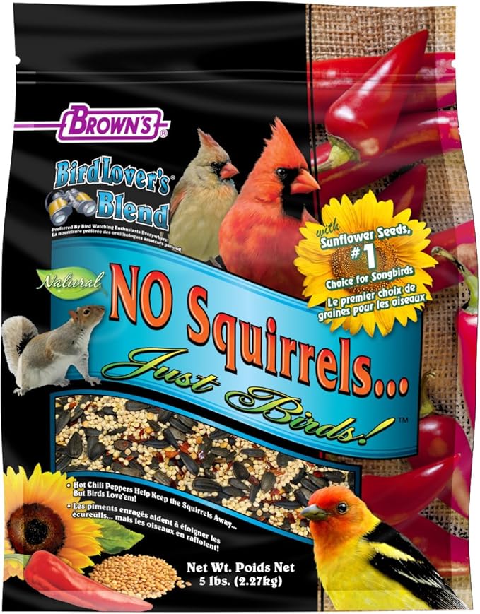 F.M.Brown's Bird Lover's Blend No Squirrels…Just Birds! with Sunflower Seeds, 5 lb