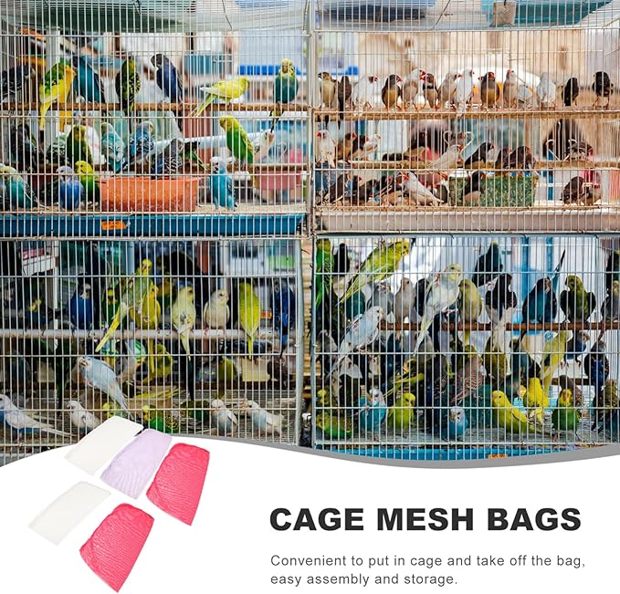 Kisangel 5pcs Parrot Packing Net Bag Waterproof Bird Cage Storage Bag High Elastic Cloth for Safe Transport of PET Birds Random Color