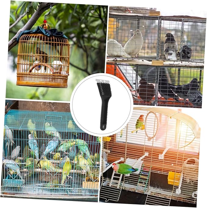 Kisangel Stainless Steel Bird Cage Brush with Long Handle Versatile Waste Scraper Tool for Bird Droppings Removal for Parrot Cages and Animal Habitats Durable Cleaner