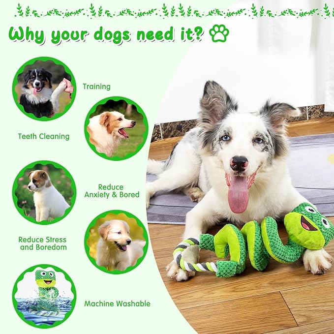 VIWIK Interactive Dog Squeaky Toys, Plush Dog Chew Toys for Large Medium Small Smart Breed, Puppy Toys for Boredom and Stimulating, Tug of War Toys to Keep Them Busy, Puppy Chew Toys for Teething