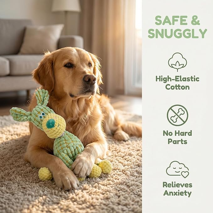 SUJEB Squeaky Chew Plush Dog Toys for Aggressive Chewers,Indestructible Soft Interactive Puppy Teething Toy for Small Medium Large Cats Pet 6.1In