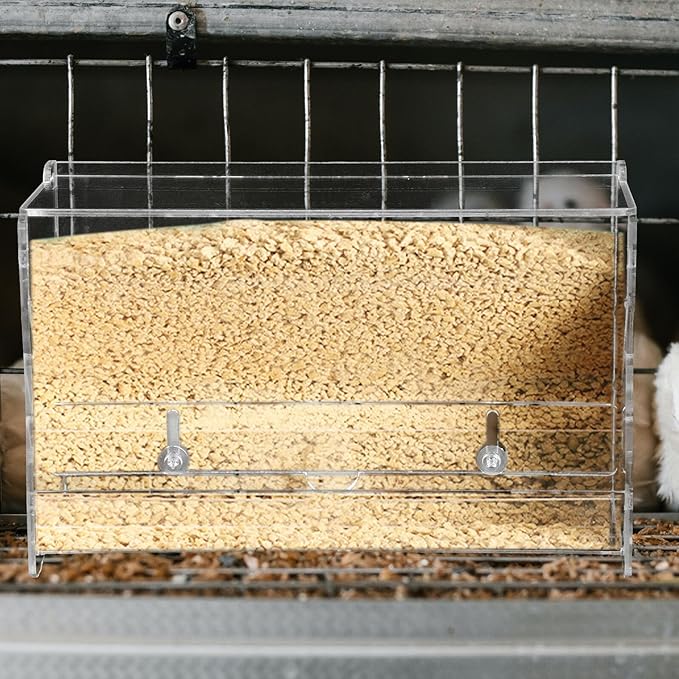 Abaodam Rutin Chicken Automatic Feeder Acrylic Medium Chicken Feeding Bowl Food Box for Parrot Cockatiel Bird Cage Use