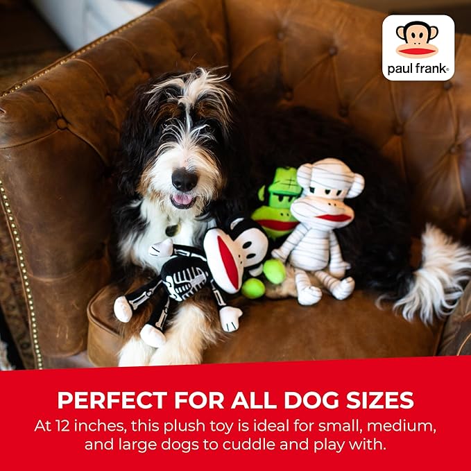 Multipet Paul Frank's Julius The Monkey Dog Plush Toy - Squeaky Toy for All Dogs - Extra Soft Plush - Stuffed Animal for Cuddling & Playing (10")