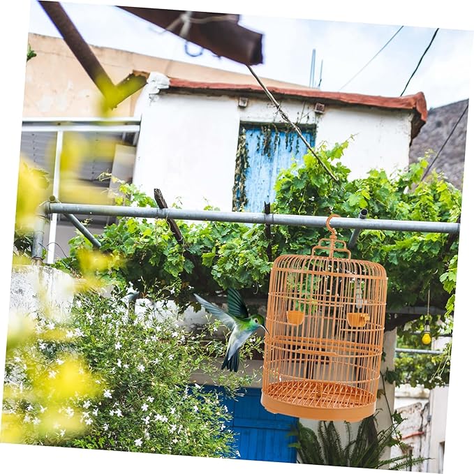 LIOOBO Hanging Bird Cage for Small Animals and Birds Durable Plastic Round Door Suitable for Parakeets Conures Hamsters and Small Pets