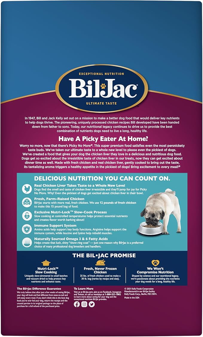Bil-Jac Picky No More Small Breed Chicken Liver Dry Dog Food | 15 lb