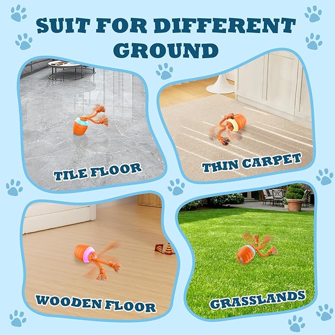Interactive Dog Toys Ball - New Upgraded Chase Buddy Dog Toy for Small Dogs, Automatic Moving and Rolling Dogs Ball for Boredom, USB Rechargeable(Light Orange)