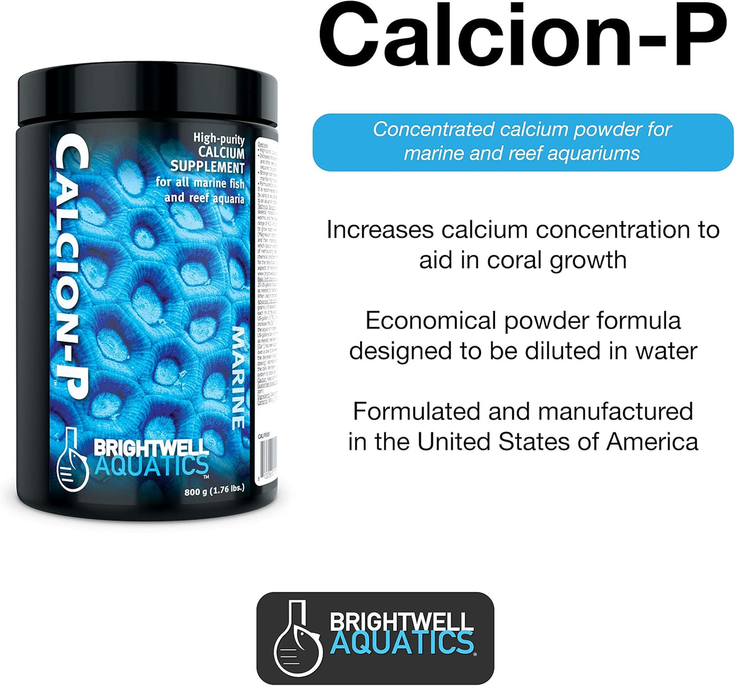 Brightwell Aquatics Calcion-P - Powdered Calcium Supplement for Marine Aquariums, 3.2kg