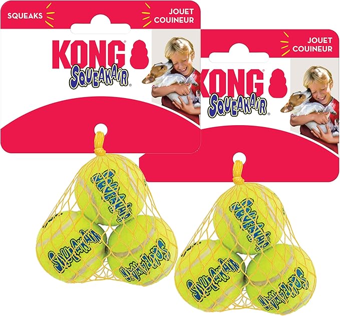 KONG - Squeakair Ball - Dog Toy Premium Squeak Tennis Ball, Gentle on Teeth (X-Small (6 Pack))