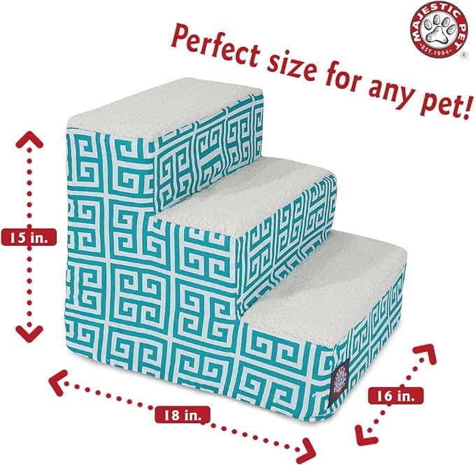 Majestic Pet Portable Pet Stairs | Soft Sherpa Steps Foam Feeling | Steps for Dogs & Cats | Dog & Cat Ramp | Perfect for Bed & Sofa | Indoor Only | Max Weight: up to 250 Lbs, 3 Step, Towers Teal
