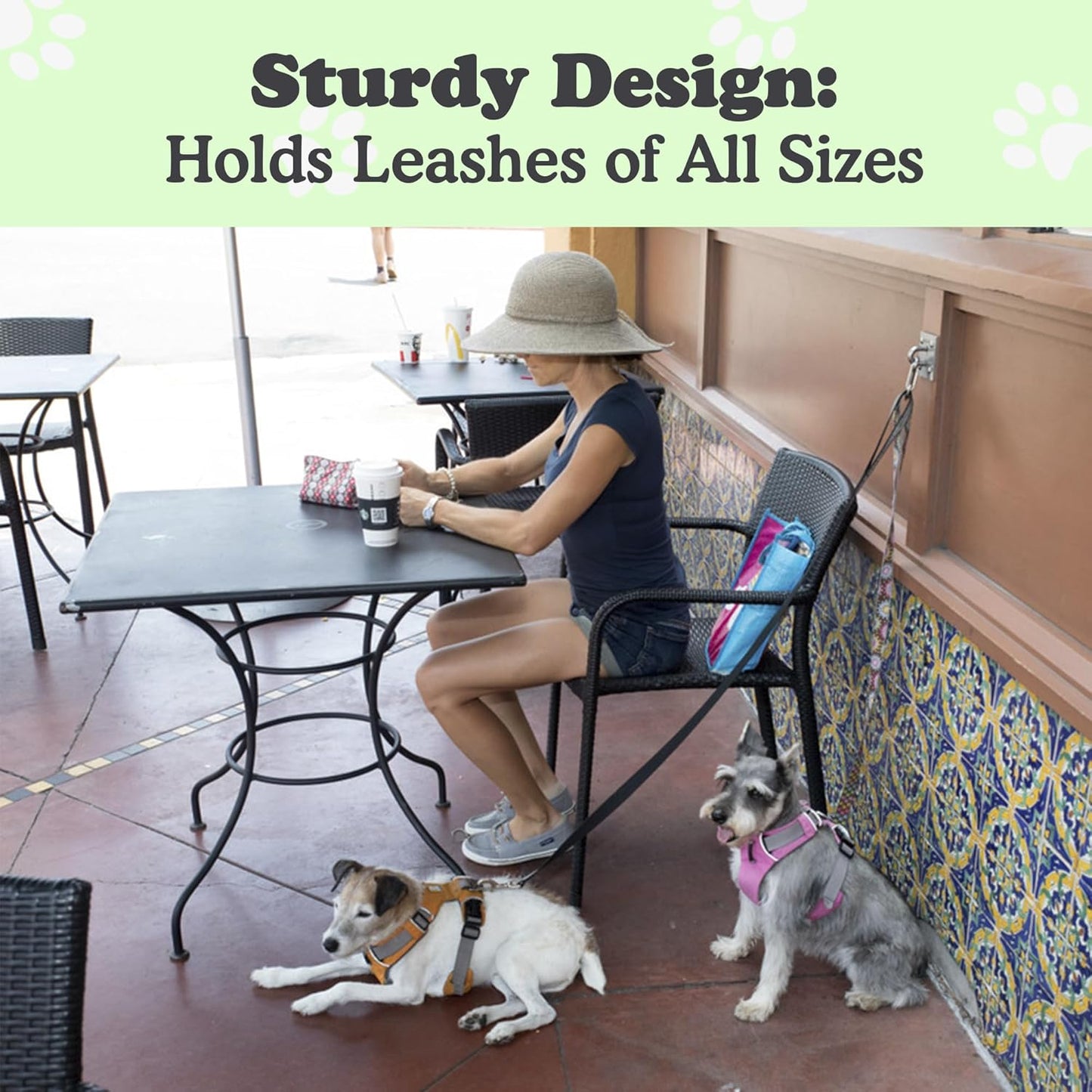 Canine Hitch- Secure Dog Leash Parking Indoor- Outdoor Wall Hook with EZ Clip - Tie Out Stainless Steel - Practical Lead Management for Home & Business