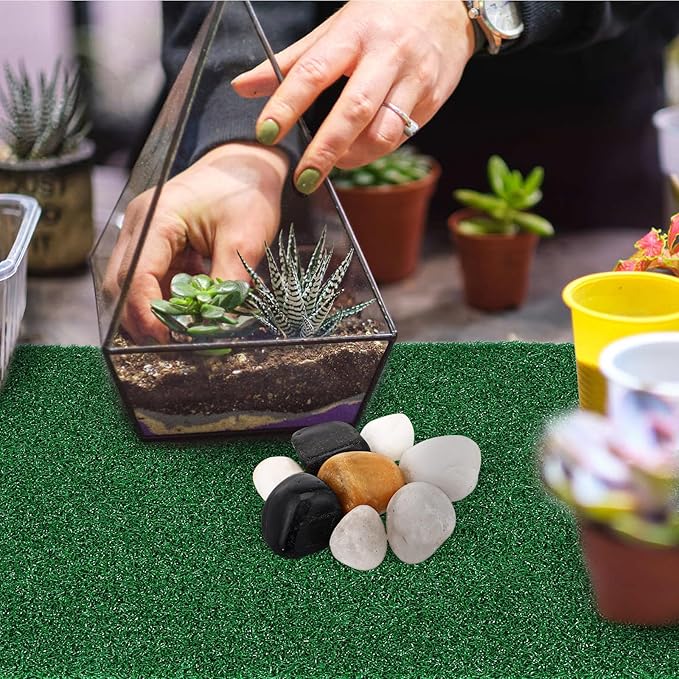 FAVOMOTO Artificial Grass Turf, Pet Turtle Aquarium Basking Platform Accessories Grass Lawn Reptile Ramp Terrace for Fish Tank Tortoise Resting Mat Garden Decoration