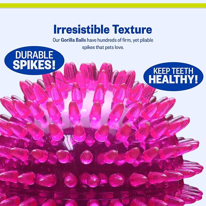 PetSport Gorilla Spiky Ball - Spiky Balls for Puppies and Old Dogs, Dog Toy for Small Dog, Dog Balls, Certified Non-Toxic, Indoor and Outdoor Play - 2.8" (Pack of 3)