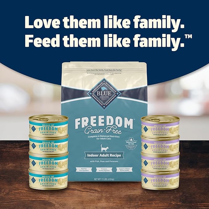 Blue Buffalo Freedom Grain-Free Adult Dry Cat Food, Complete & Balanced Nutrition for Indoor Cats, Made with Natural Ingredients, Whitefish Recipe, 11-lb. Bag