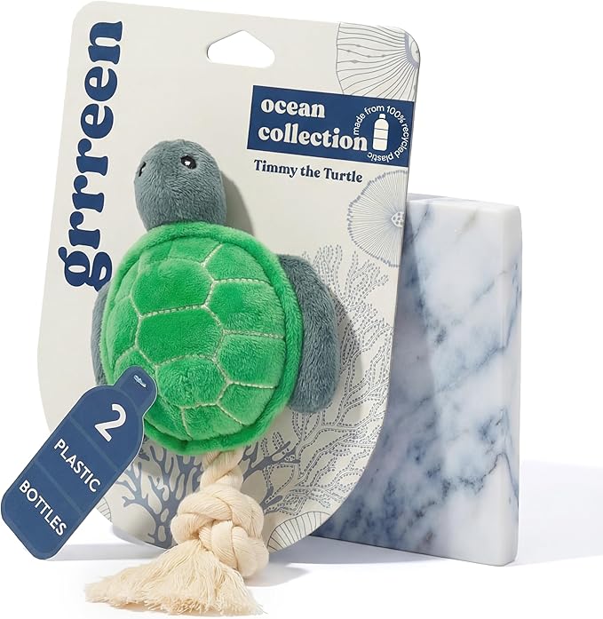 Dog Toys | Plush Turtle Stuffed Animal for Dogs | Eco Friendly Medium Dog Toy
