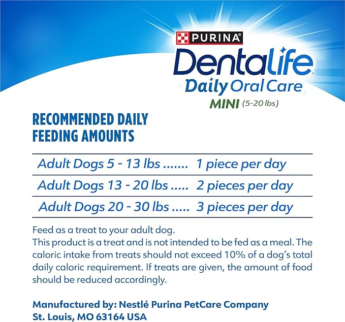 Dentalife Daily Oral Care Dog Treats for Small Dogs 5-20 lbs.,Chewy Dental Treat to Freshen Breath and Fight Tartar,Chicken Flavor,17.1 oz.,58 Chews - 58 ct. Pouch,(Pack of 2)