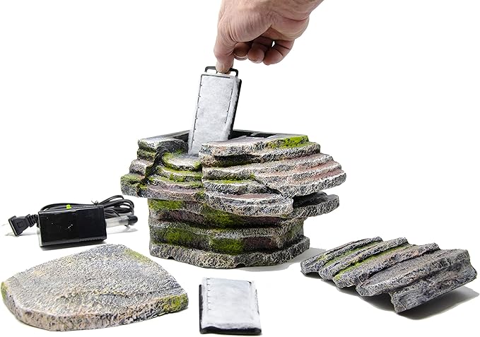 Penn-Plax Reptology Crystal-Falls Tiered Water Filtration System for Vivarium & Terrarium Setups – Keeps Water Clean & Safe for Aquatic Turtles, Amphibians, and Fish