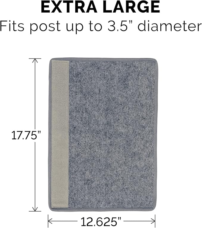 Furhaven Wrap Around Scratching Post Cover for Indoor Cats, Fits Posts Up to 3.5" Diameter, Durable & Less Mess - Tiger Tough Carpet Scratch Mat - Gray, Extra Large/XL (Pack of 3)