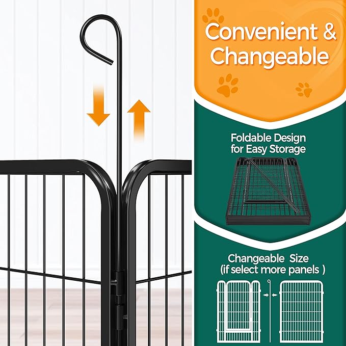 Topeakmart Unleashed Dog Playpen 40 inch 8-Panel Portable Pet Fence for Small/Medium/Large Dogs | Indoor, Outdoor, Yard & RV Camping Use