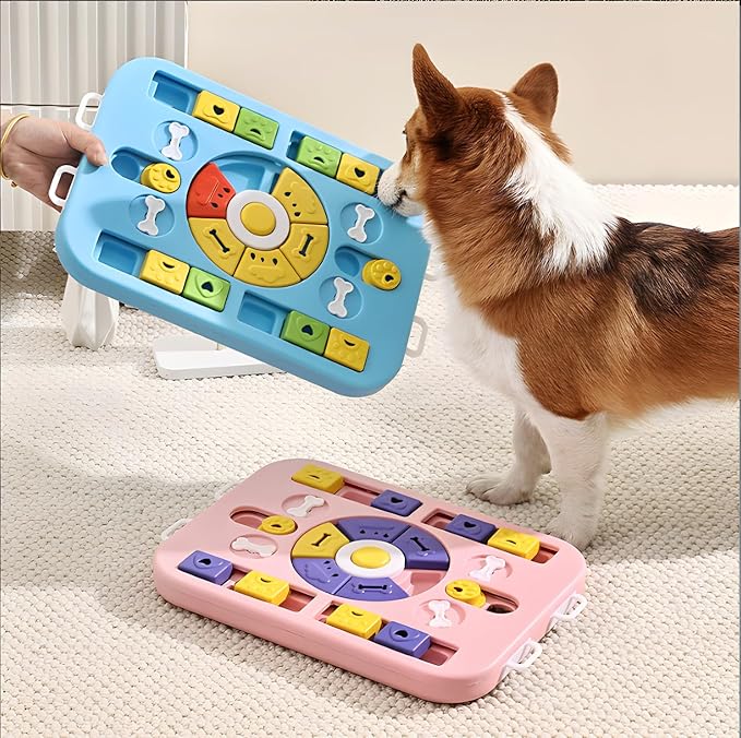 Puzzle Toys for Dogs &Cats,Treat Dispensing Dog Puzzle Toys for IQ Training and Brain Stimulation, Dog Enrichment Toys & Cat Puzzle Toy to Prevent Boredom and Overeating (L-Level4-Pink)