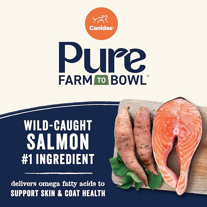 Canidae Pure Farm to Bowl, Grain-Free, Wild-Caught Salmon & Sweet Potato Dog Food, Adult 4lb